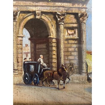 COPPIA MINIATURE OLIO Prada VECCHIA MILANO Porta Magenta Porta Garibaldi '900