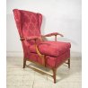 POLTRONA DESIGN Paolo Buffa PER Frama ANNI 50 LEGNO TESSUTO ARMCHAIR ITALY