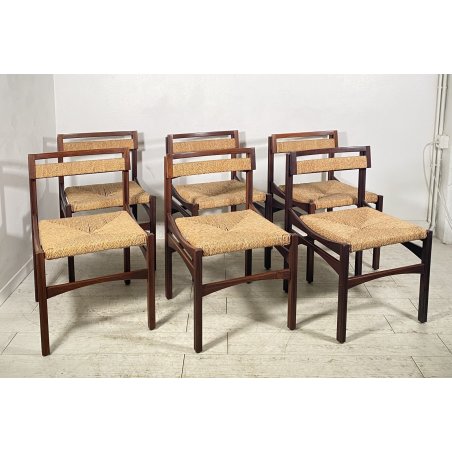 LOTTO 6 SEDIA DESIGN Franco Bettonica PER Pillinini ANNI 60/70 LEGNO MADE ITALY