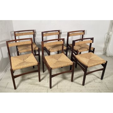 LOTTO 6 SEDIA DESIGN Franco Bettonica PER Pillinini ANNI 60/70 LEGNO MADE ITALY