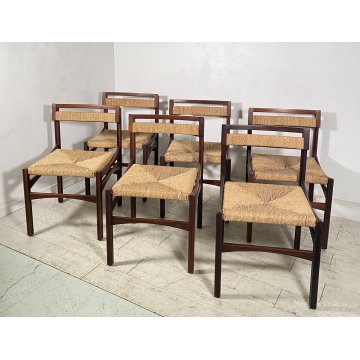 LOTTO 6 SEDIA DESIGN Franco Bettonica PER Pillinini ANNI 60/70 LEGNO MADE ITALY