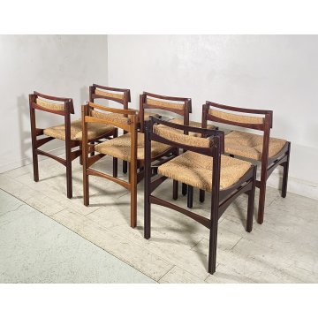 LOTTO 6 SEDIA DESIGN Franco Bettonica PER Pillinini ANNI 60/70 LEGNO MADE ITALY