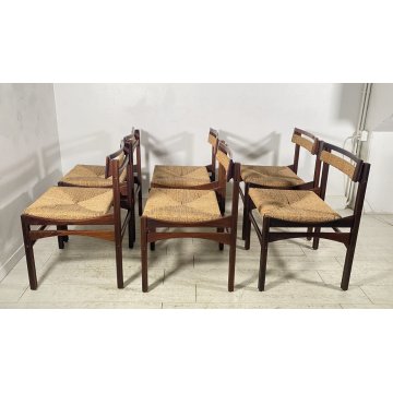 LOTTO 6 SEDIA DESIGN Franco Bettonica PER Pillinini ANNI 60/70 LEGNO MADE ITALY