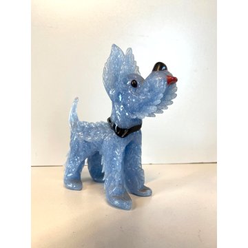 STATUETTA VETRO MURANO Barovier SCOTTISH TERRIER PULEGOSO IRIDESCENTE 15cm/h '40