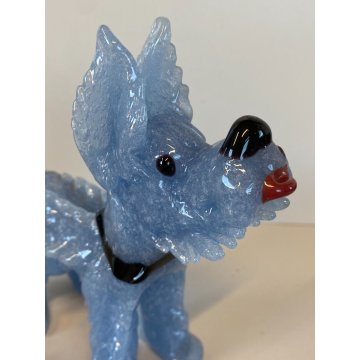 STATUETTA VETRO MURANO Barovier SCOTTISH TERRIER PULEGOSO IRIDESCENTE 15cm/h '40