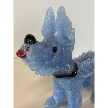 STATUETTA VETRO MURANO Barovier SCOTTISH TERRIER PULEGOSO IRIDESCENTE 15cm/h '40