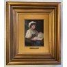 ANTICO QUADRO DIPINTO Filippo Palizzi RITRATTO GIOVANE DONNA LEGGE NAPOLI '800