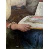 ANTICO QUADRO DIPINTO Filippo Palizzi RITRATTO GIOVANE DONNA LEGGE NAPOLI '800