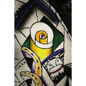 DIPINTO OLIO TELA QUADRO ASTRATTO SURREALISTA DESIGN ARTE FERRUCCIO BOCCA MILANO