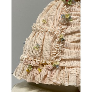 STATUINA PORCELLANA CAPODIMONTE "Fabris" FIGURA DAMA con FIORI TULLE RESTAURI