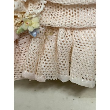 STATUINA PORCELLANA CAPODIMONTE "Fabris" FIGURA DAMA con FIORI TULLE RESTAURI