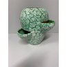 VASO CERAMICA VINTAGE ANNI '60 SMALTO VERDE BIANCO COLTIVAZIONE FRAGOLE 20cm/h