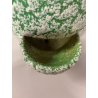 VASO CERAMICA VINTAGE ANNI '60 SMALTO VERDE BIANCO COLTIVAZIONE FRAGOLE 20cm/h