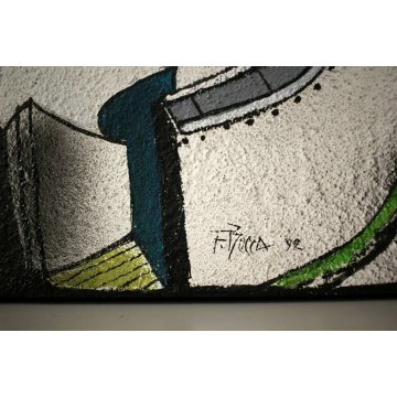 DIPINTO OLIO TELA QUADRO ASTRATTO SURREALISTA DESIGN ARTE FERRUCCIO BOCCA MILANO