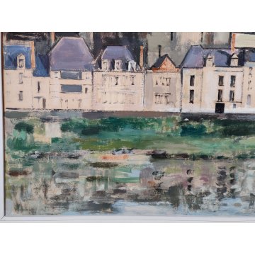 ANTICO QUADRO DIPINTO Adriano Sicbaldi 1963 PAESAGGIO Castello Amboise FRANCIA