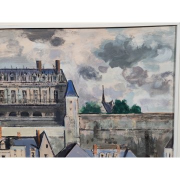 ANTICO QUADRO DIPINTO Adriano Sicbaldi 1963 PAESAGGIO Castello Amboise FRANCIA