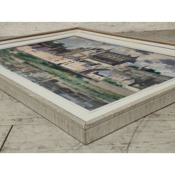 ANTICO QUADRO DIPINTO Adriano Sicbaldi 1963 PAESAGGIO Castello Amboise FRANCIA