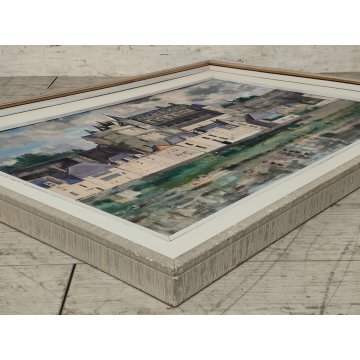 ANTICO QUADRO DIPINTO Adriano Sicbaldi 1963 PAESAGGIO Castello Amboise FRANCIA
