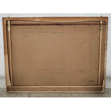 ANTICO QUADRO DIPINTO Adriano Sicbaldi 1963 PAESAGGIO Castello Amboise FRANCIA