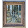 ANTICO QUADRO DIPINTO OLIO Primo Nolli EPOCA 900 PAESAGGIO MONTAGNA pecore BAITA