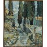 ANTICO QUADRO DIPINTO OLIO Primo Nolli EPOCA 900 PAESAGGIO MONTAGNA pecore BAITA