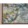ANTICO QUADRO DIPINTO OLIO Primo Nolli EPOCA 900 PAESAGGIO MONTAGNA pecore BAITA
