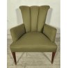 ANTICO SET SALOTTO Verde Oliva 2 POLTRONE CONCHIGLIA + POUF epoca 900 legno SALA