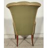 ANTICO SET SALOTTO Verde Oliva 2 POLTRONE CONCHIGLIA + POUF epoca 900 legno SALA