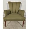 ANTICO SET SALOTTO Verde Oliva 2 POLTRONE CONCHIGLIA + POUF epoca 900 legno SALA