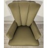 ANTICO SET SALOTTO Verde Oliva 2 POLTRONE CONCHIGLIA + POUF epoca 900 legno SALA