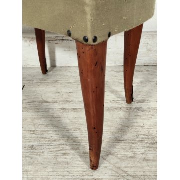 ANTICO SET SALOTTO Verde Oliva 2 POLTRONE CONCHIGLIA + POUF epoca 900 legno SALA