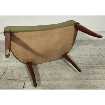 ANTICO SET SALOTTO Verde Oliva 2 POLTRONE CONCHIGLIA + POUF epoca 900 legno SALA