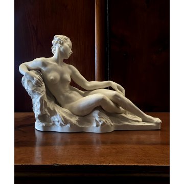 SCULTURA PORCELLANA BISCUIT Bredow PER Rosenthal FIGURA NUDO RECLINATO ART DECO