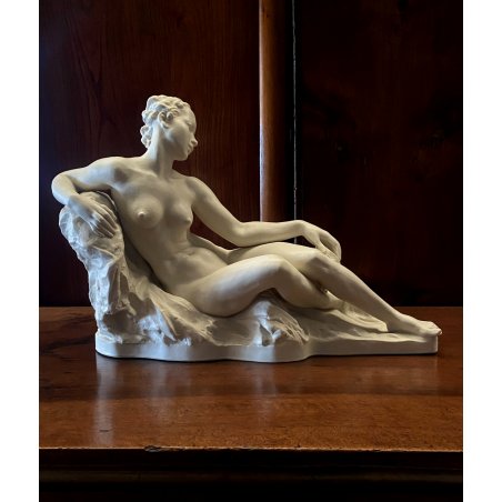 SCULTURA PORCELLANA BISCUIT Bredow PER Rosenthal FIGURA NUDO RECLINATO ART DECO