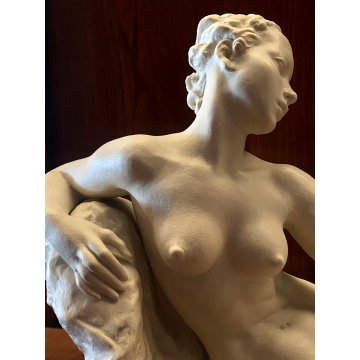 SCULTURA PORCELLANA BISCUIT Bredow PER Rosenthal FIGURA NUDO RECLINATO ART DECO