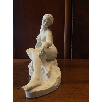 SCULTURA PORCELLANA BISCUIT Bredow PER Rosenthal FIGURA NUDO RECLINATO ART DECO