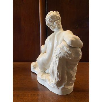 SCULTURA PORCELLANA BISCUIT Bredow PER Rosenthal FIGURA NUDO RECLINATO ART DECO