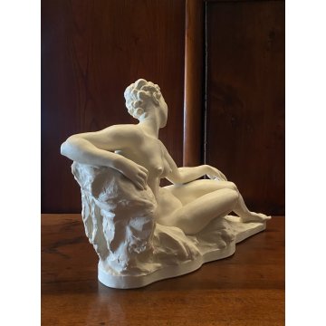 SCULTURA PORCELLANA BISCUIT Bredow PER Rosenthal FIGURA NUDO RECLINATO ART DECO