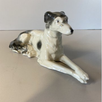 STATUINA VINTAGE FIGURA PORCELLANA CANE LEVRIERO Borzoi DOG FIGURE '900