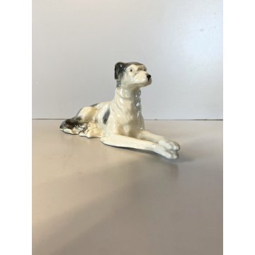STATUINA VINTAGE FIGURA PORCELLANA CANE LEVRIERO Borzoi DOG FIGURE '900