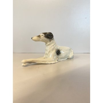 STATUINA VINTAGE FIGURA PORCELLANA CANE LEVRIERO Borzoi DOG FIGURE '900