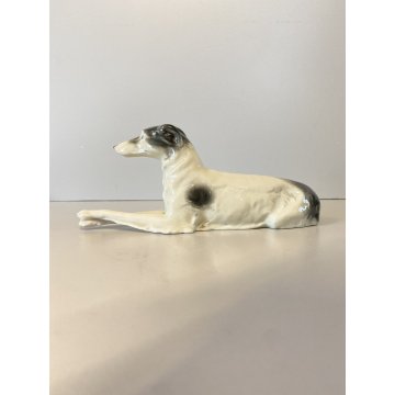 STATUINA VINTAGE FIGURA PORCELLANA CANE LEVRIERO Borzoi DOG FIGURE '900