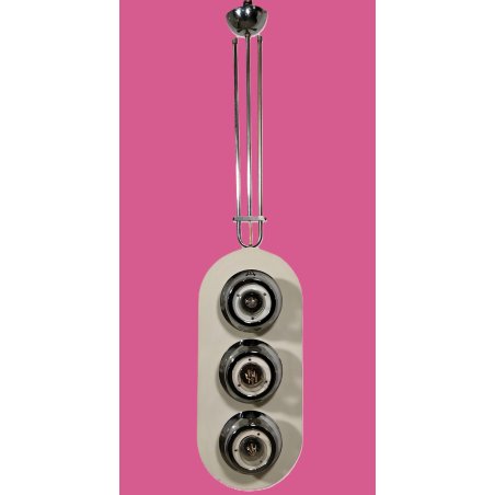 LAMPADA SOSPENSIONE Space Age DESIGN Esperia Production ANNI 70 BIANCA CROMATA