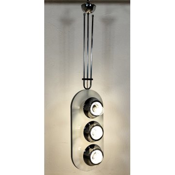 LAMPADA SOSPENSIONE Space Age DESIGN Esperia Production ANNI 70 BIANCA CROMATA