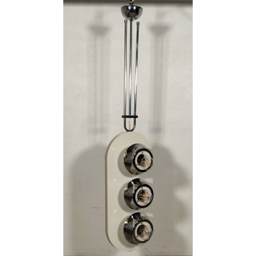 LAMPADA SOSPENSIONE Space Age DESIGN Esperia Production ANNI 70 BIANCA CROMATA