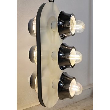 LAMPADA SOSPENSIONE Space Age DESIGN Esperia Production ANNI 70 BIANCA CROMATA