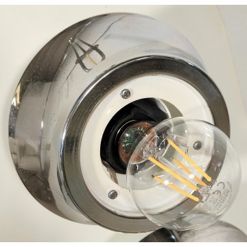 LAMPADA SOSPENSIONE Space Age DESIGN Esperia Production ANNI 70 BIANCA CROMATA