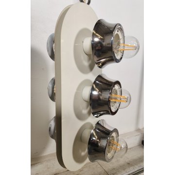 LAMPADA SOSPENSIONE Space Age DESIGN Esperia Production ANNI 70 BIANCA CROMATA