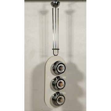 LAMPADA SOSPENSIONE Space Age DESIGN Esperia Production ANNI 70 BIANCA CROMATA