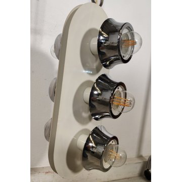 LAMPADA SOSPENSIONE Space Age DESIGN Esperia Production ANNI 70 BIANCA CROMATA